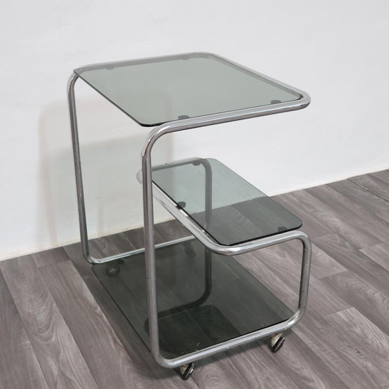 Image 1 of Carrello Portavivande Triplo Ripiano Anni 70 Acciaio Design Modernariato