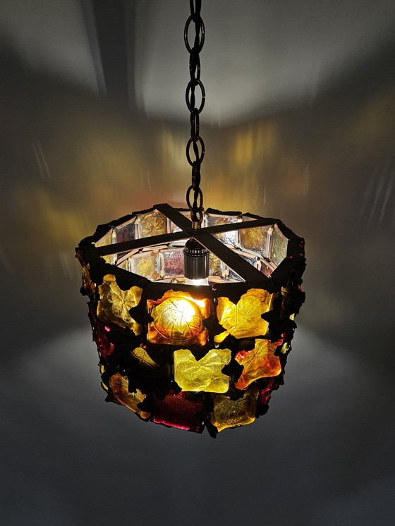 Image 1 of Sehr seltenes und einzigartiges Set brutalistischer Pendelleuchten aus Glas und Metall von Felipe Delfinger für Feder, Mexiko, 1