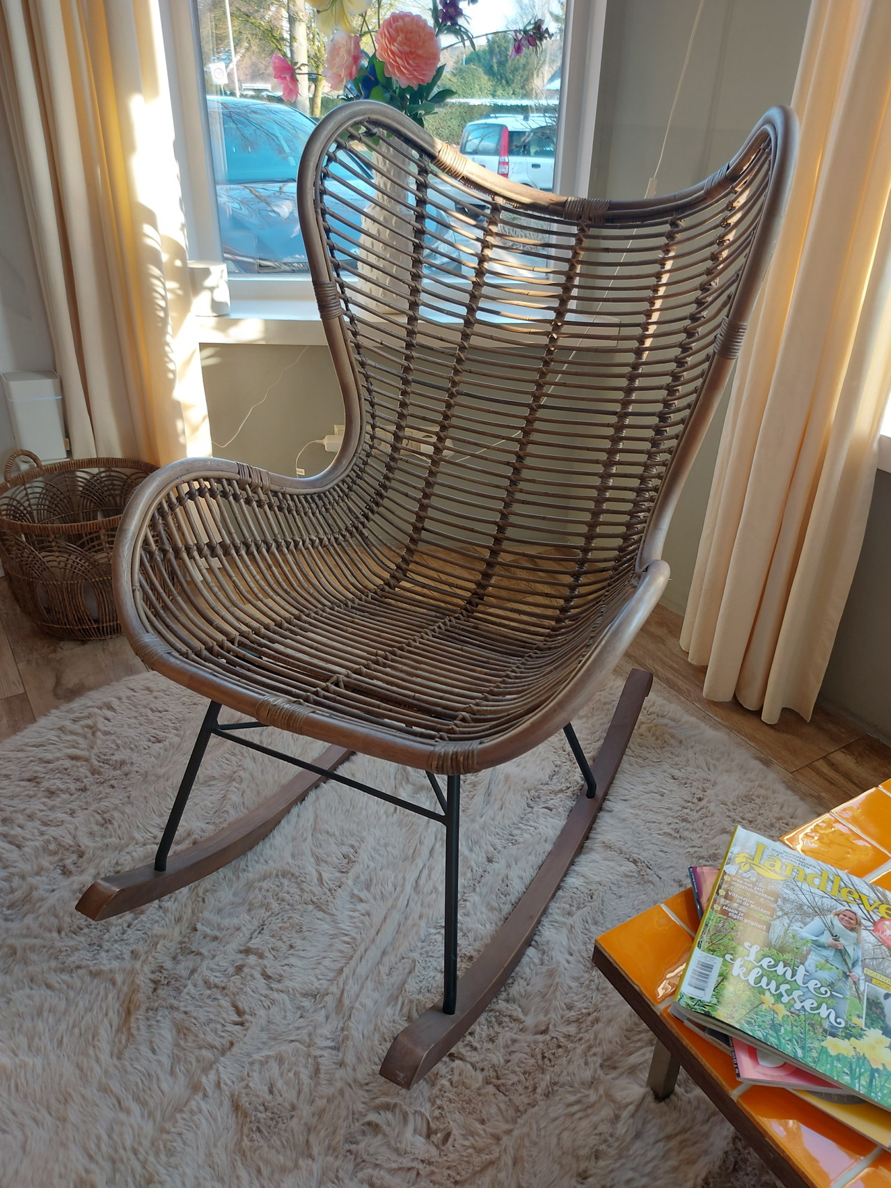 Outsunny fauteuil van poly-rotan met kussens