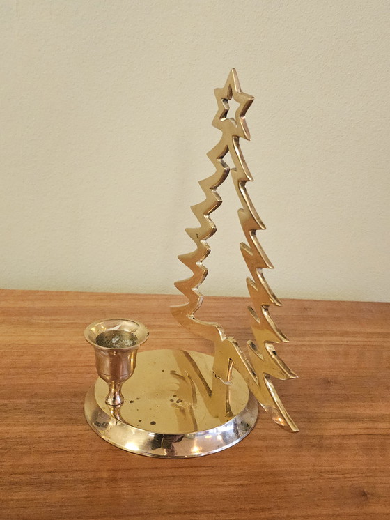Image 1 of Portacandele ad albero di Natale vintage in ottone