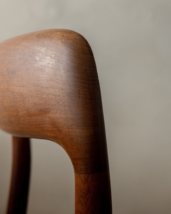 Image 1 of Vintage Danish Dining Chairs Model 75 by Niels Otto Møller for J.L. Møllers Møbelfabrik, Teak Paper Cord Chairs, 1950s, Set of 4