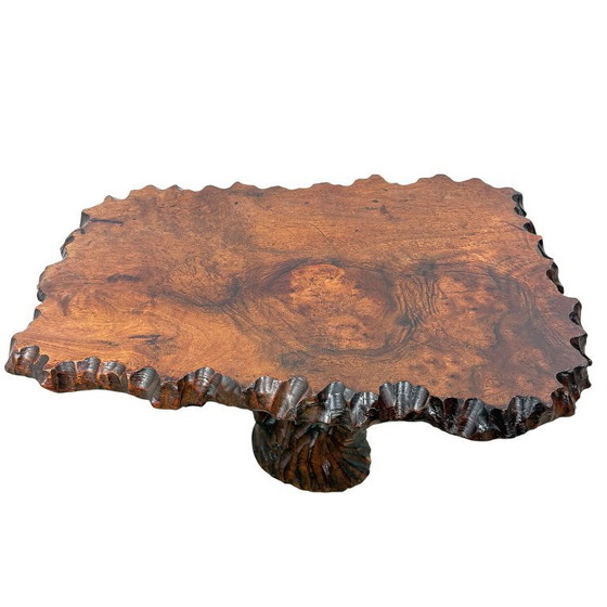 Image 1 of Hand-carved organic side table made of camphor wood – sculptural brutalist design