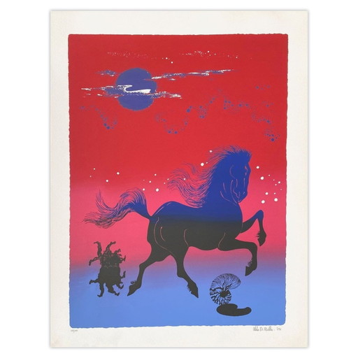 Aldo Di Mallo Sérigraphie Signée Le Cheval Sauvage 1974 – lithos zeefdrukken, Paper (photo 2 of 5)