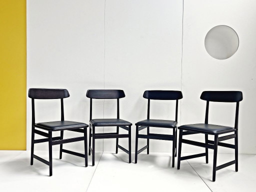 4x Sedia Lucio Costa, Sergio Rodriguez, LinBrazil – eetkamerstoelen, Leather, Wood (photo 2 of 24)