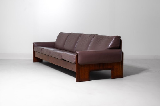 Ampio Divano Loft Minimalista, Italia anni '70 – Divani 3 posti, Wood, Leather (photo 17 of 19)