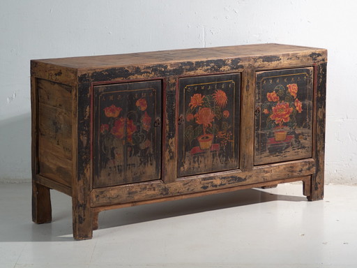 Antikes bemaltes Sideboard aus Ulmenholz – China, circa 1900