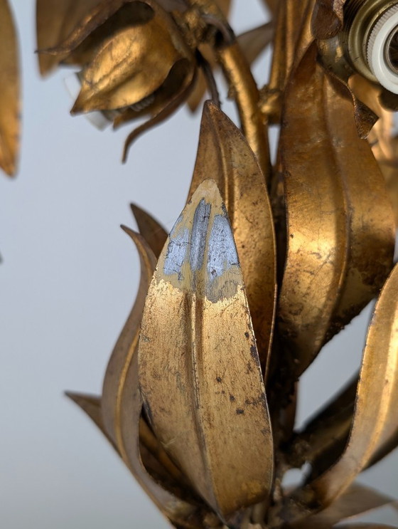 Image 1 of Lampe de table palmier en métal doré de Hans Kögl, design sculptural, années 1970