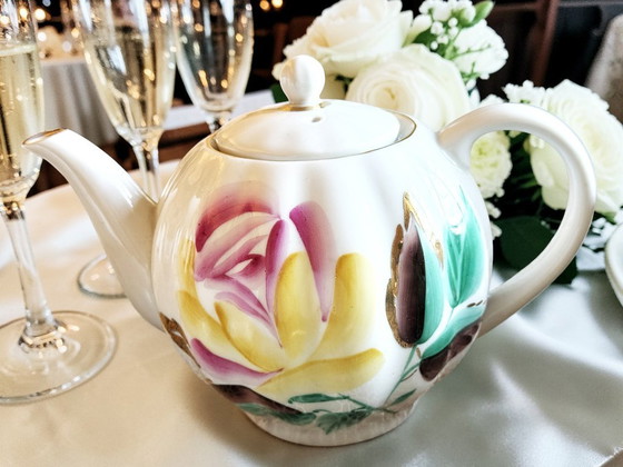 Image 1 of Lomonossow – Porzellan-Teeservice mit handbemalten Rosen