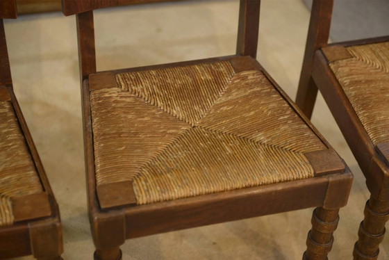 Set of 6 Charles Dudouyt chairs in oak from the 1950s., Dining chairs, Brown, Vintage (photo 9 of 13)