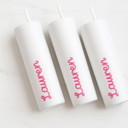 White Water Bottle Skinny Cup, Pink Love Vacation Cup, bridesmaid wedding gifts, bachelorette gifts