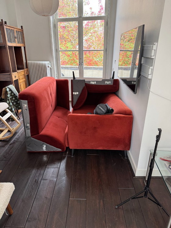 Image 1 of BoConcept Red/Copper Velvet Sofa – Great Condition