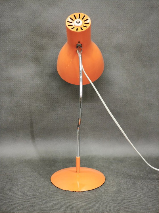 Josef Hůrka Orange Tischlampe für Napako, Tschechoslowakei, 1960er Jahre – Tischlampen, Metal (photo 3 of 12)