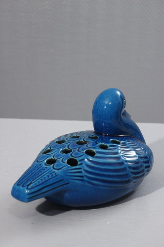Image 1 of Pol Chambost Paris blue cracked flower spade forming a duck France 20th century