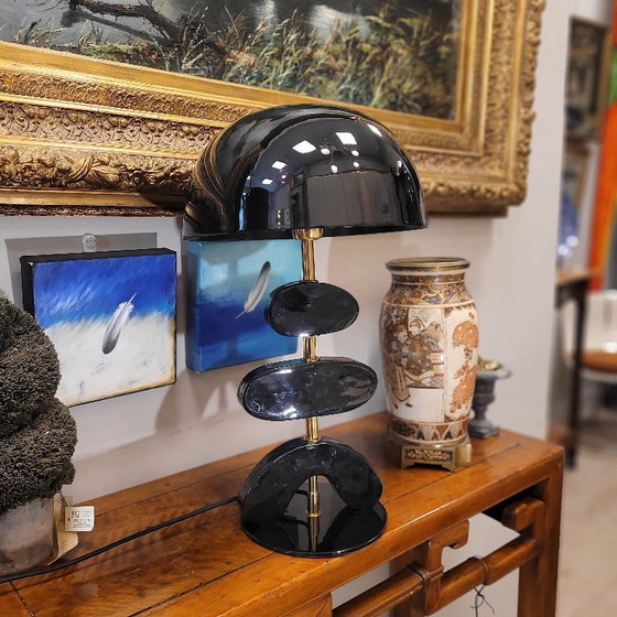 Image 1 of Tafellamp “Livello”, Chehoma, gelakt hout en metaal, eigentijds design, jaren 2010 – Frankrijk