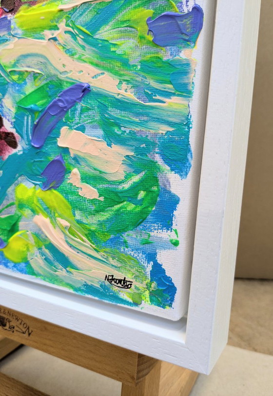 Image 1 of NORTH CORNWALL SEASCAPE ORIGINAL CANVAS 20x20cm NIGEL WATERS SIGNED HOLIDAY BUDE