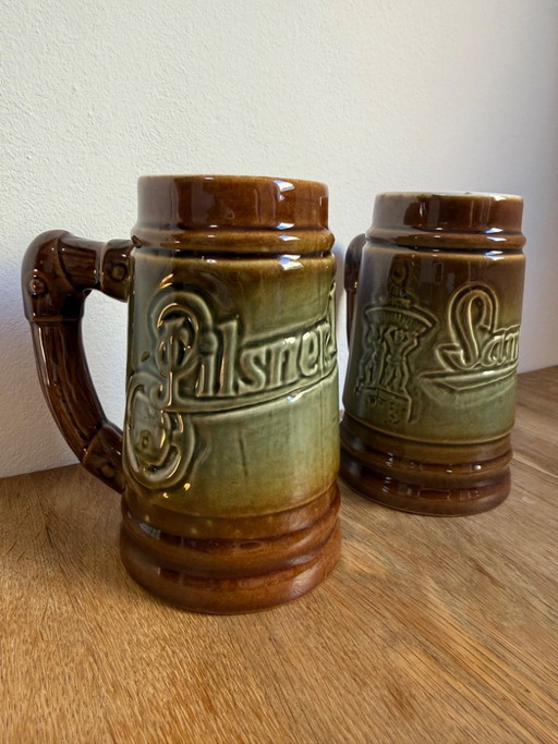 Boccale da Birra in Ceramica Bechyně – Pilsner Urquell & Samson, Cecoslovacchia, 0,5L