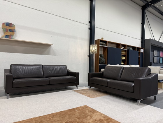 Image 1 of Leolux Antonia Sofa-Set, 3- und 2,5-Sitzer, braunes Leder