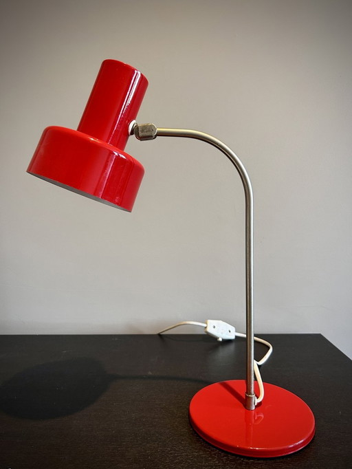 2 Pop Rode Vintage Bureaulampen