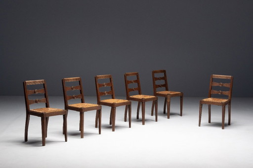 Art Deco Dining Chairs by Charles Dudouyt, France, 1940s