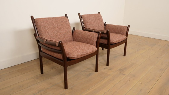 Image 1 of Set of 2 vintage armchairs | Illum Wikkelsø for Silkeborg | Model Genius | Mahogany