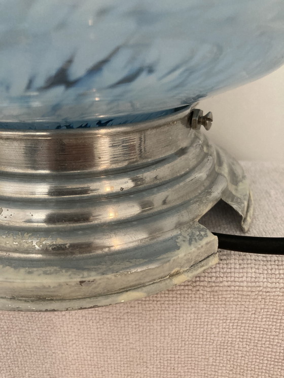 Image 1 of Vintage 1960s Clichy Blue Glass Table or Hanging Lamp