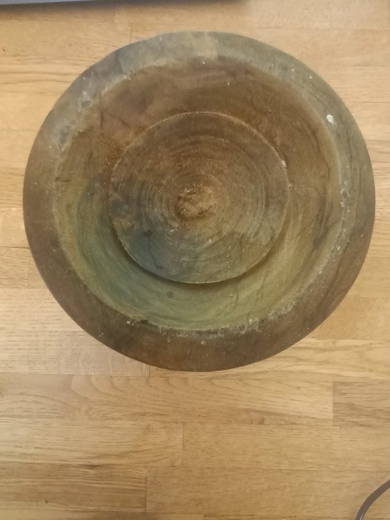 Image 1 of Pot vintage italien en bois d'olivier avec couvercle