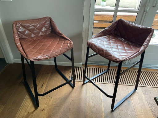 Stylish Bar Stool 2 Pieces Piet Boon – barkrukken, Leather, Metal