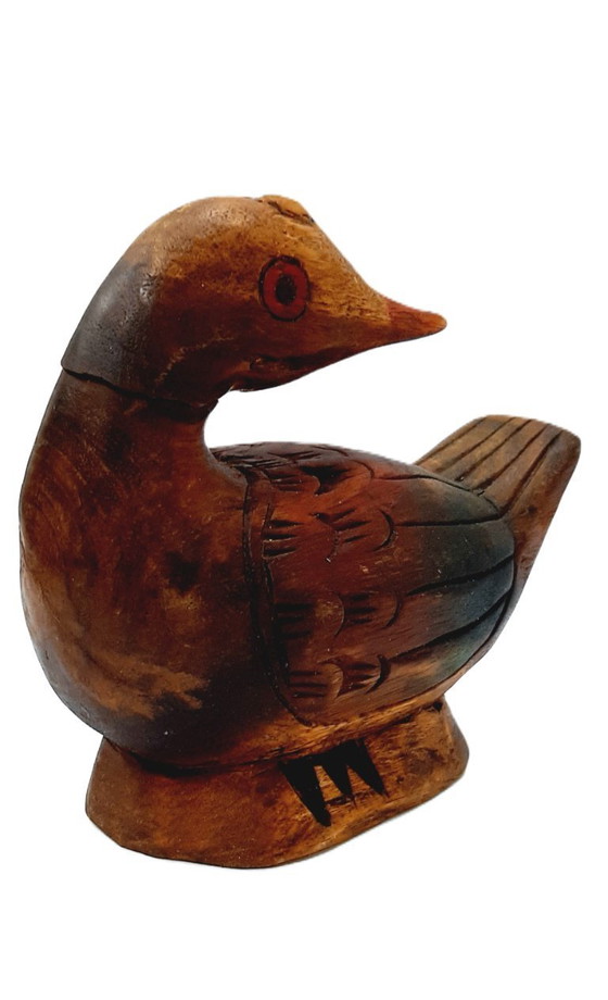 Image 1 of Hand carved and painted wooden bird, duck, figure