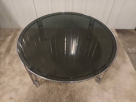 Space age coffee table with smoked glass, Metal, Silver (photo 3 of 9)