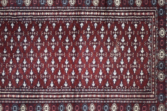 Image 1 of Tappeto orientale Bokhara rosso vintage tessuto a mano, anni '60