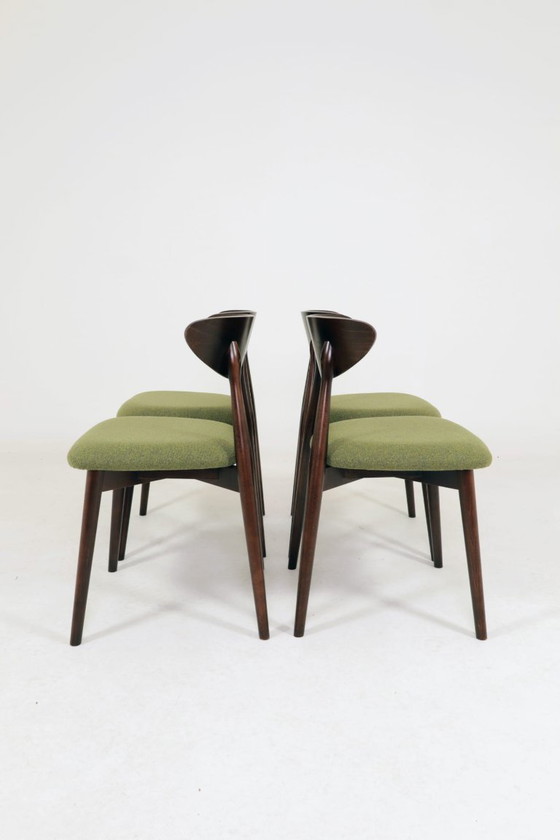 Image 1 of Sillas de comedor escandinavas de bouclé verde, juego de 6