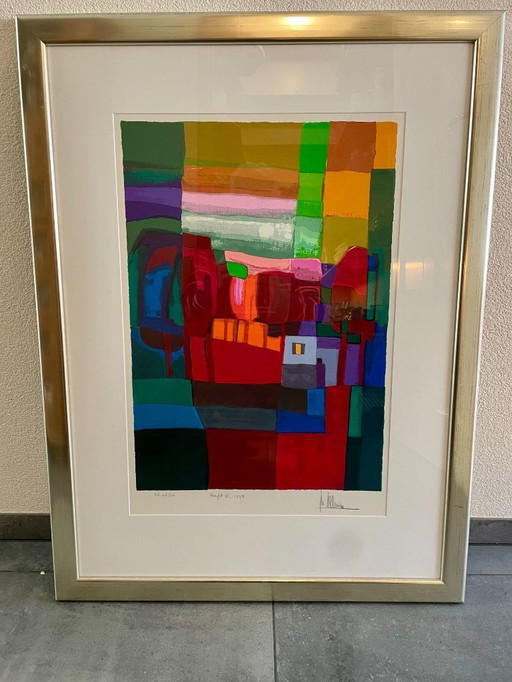 Ton Schulten - Zeefdruk EA op papier Herfst II - Ingelijst 