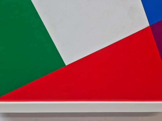 Image 1 of Frédéric Belser, Swiss, born in Geneva in 1929, oil on canvas, geometric abstraction, 40 x 40 cm