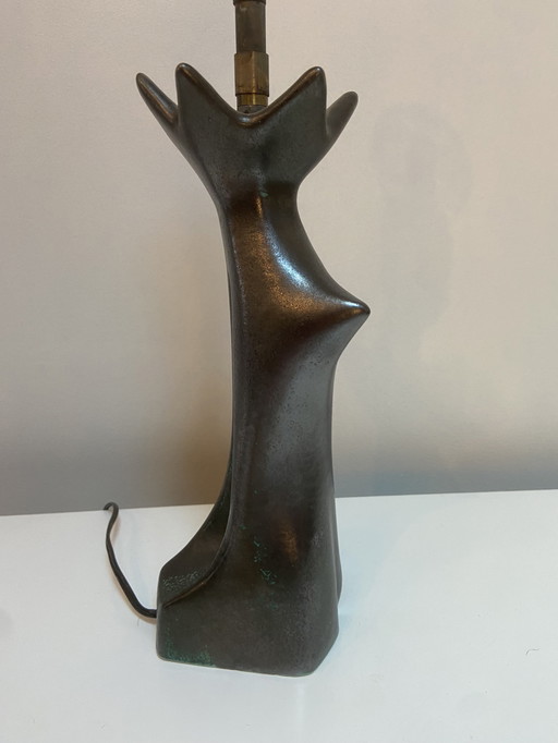 Lampe en Céramique Émaillée Noire en Forme de Femme Attribuée à Jacques Blin