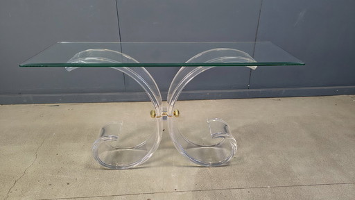 Konsolentisch aus Messing und Acrylglas, 1970er Jahre