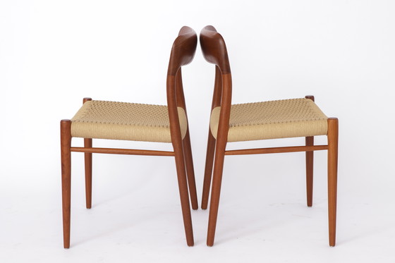 Image 1 of Ensemble de 6 chaises de salle à manger Niels Otto Moller modèle 75, années 1950 - Teck restauré et tissage renouvelé