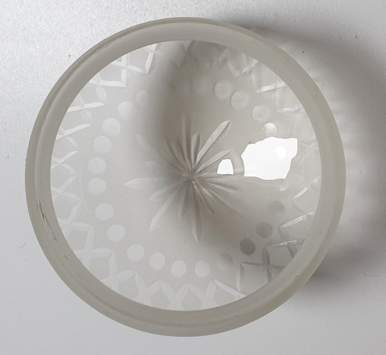 Image 1 of Lampada da soffitto Art Déco in vetro tagliato e cromato