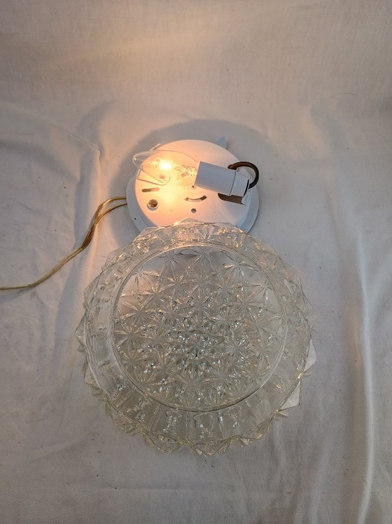 Image 1 of Elegante vintage Franse plafondlamp, vlak gemonteerd, VIANNE, midden 20e eeuw