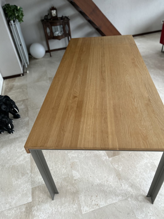 Image 1 of Eetkamerstoelen ARCO cadre parelchroom & eetkamertafel METAFORM FS