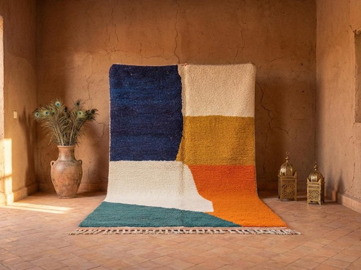 Magnifique tapis coloré en laine naturel fait main 300/200cm – vloerkleden en tapijten, Wool