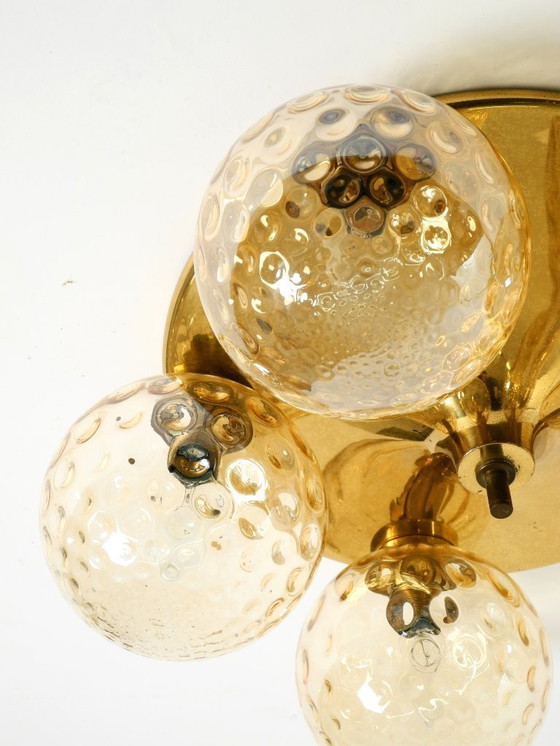 Image 1 of Beautiful 1960s Space Age brass ceiling lamp with 5 glass balls