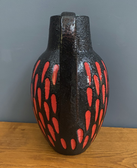 Image 1 of Vase en céramique rouge et noir de Scheurich Allemagne Modèle 279-38