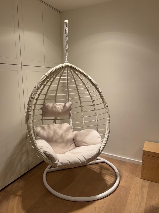 Fauteuil suspendu œuf autoportant, Rocking chairs, Métal, Plastique, Beige (photo 7 sur 7)