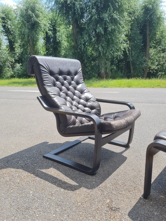 Image 1 of Poem Lounge Chair with Hocker - Noboru Nakamura for IKEA - 1970s