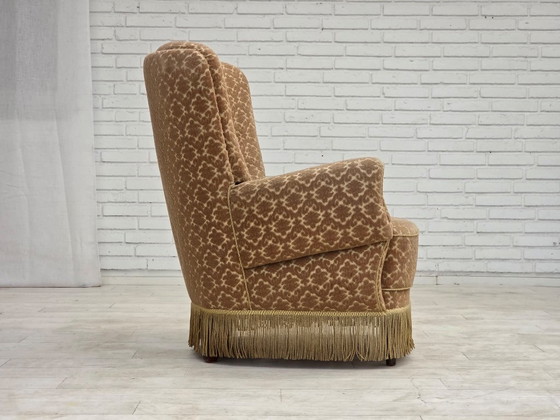 1960s, Danish Armchair, Furniture Velour, Beech Wood – Textile (photo 7 of 17)