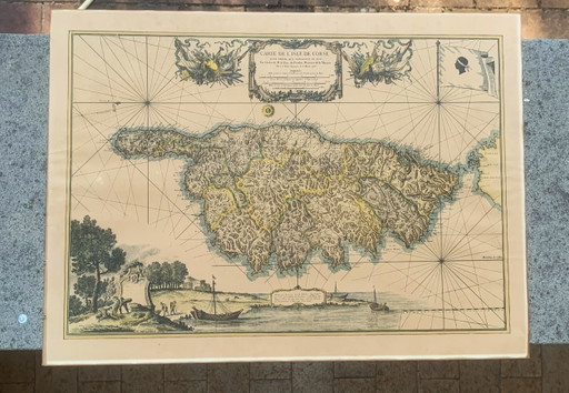 Rare ancient map of Corsica from the 18th century! – schilderijen tekeningen, Paper