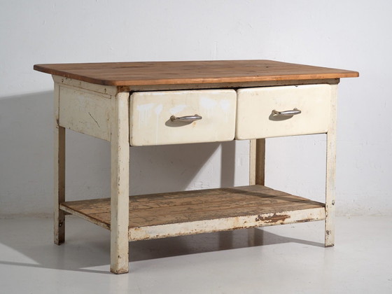 Tavolo da lavoro industriale con cassetti (c.1940) #75 – Tavoli da pranzo, Iron, Rustic (photo 9 of 40)