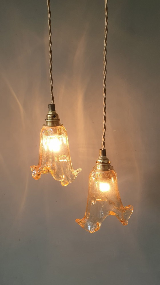 Image 1 of Ensemble de 2 suspensions vintage de Murano - Italie - Milieu du XXe siècle