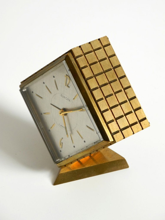 Image 1 of Rare, very beautiful small 1960s mechanical brass alarm clock table clock from Europa