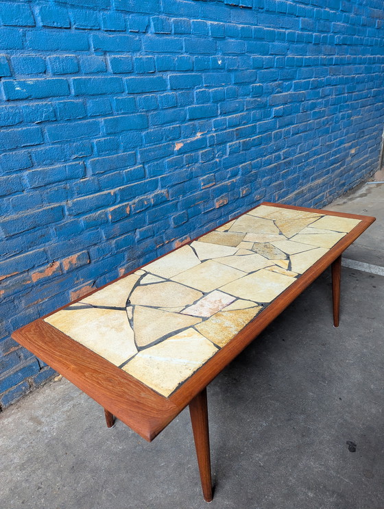 Image 1 of Vintage teak coffeetable / leisteen blad